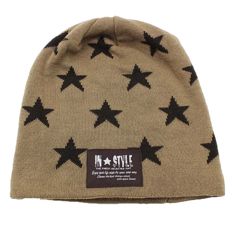 ALTOBEFUN Мужская зимняя шапка Кепка Skullies шапка со звездами дизайн зимние шапки для мужчин женщин искусственный мех теплая вязаная шапка BHT034