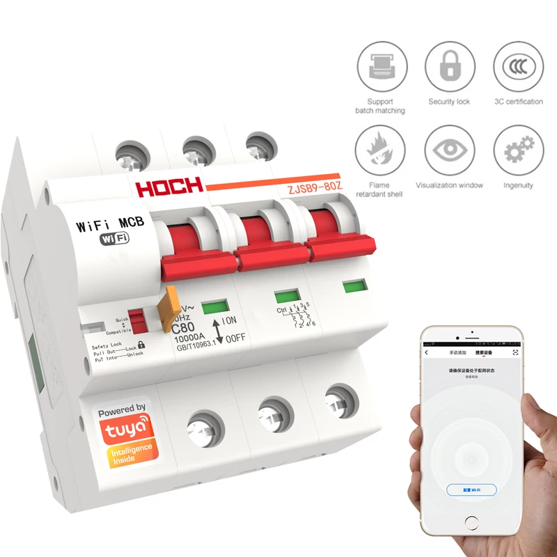 Hoch ZJSB9-80Z tuya wi fi disjuntor vida