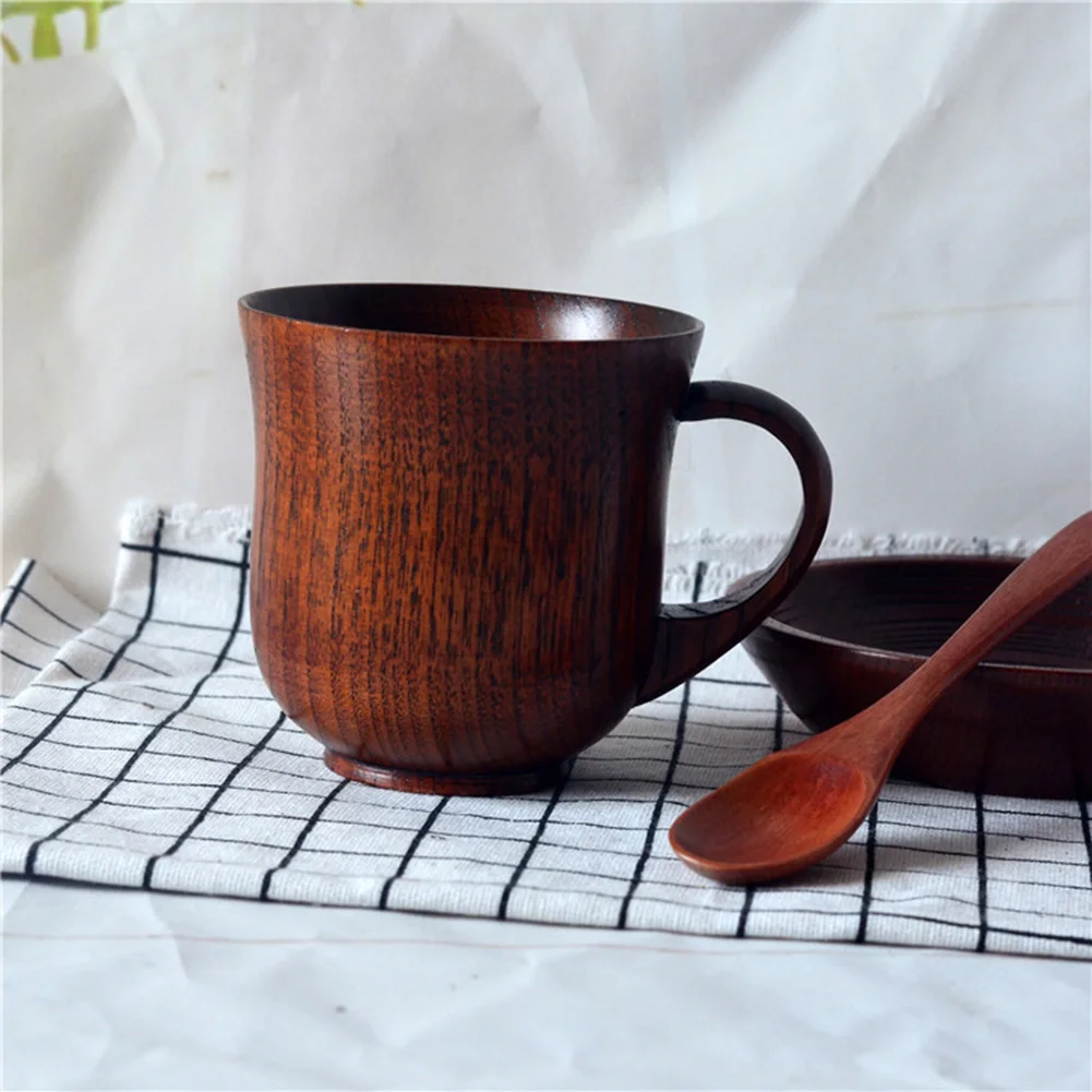 Натуральная деревянная чашка с блюдцем, ложка ручной работы, деревянная чашка для кофе, чая, пива, молока, воды, Деревянные Кружки, бар, KitchenTools, набор посуды для напитков