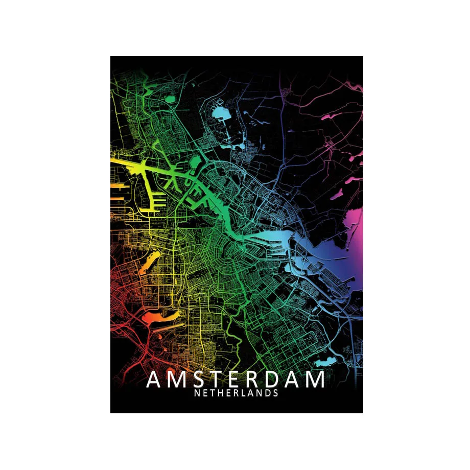 5D DIY Diamond Painting Netherlands Breda Rotterdam Tilburg Eindhoven Amsterdam-Rainbow City Map Art Wall Decor Map Painting - Цвет: Бургундия