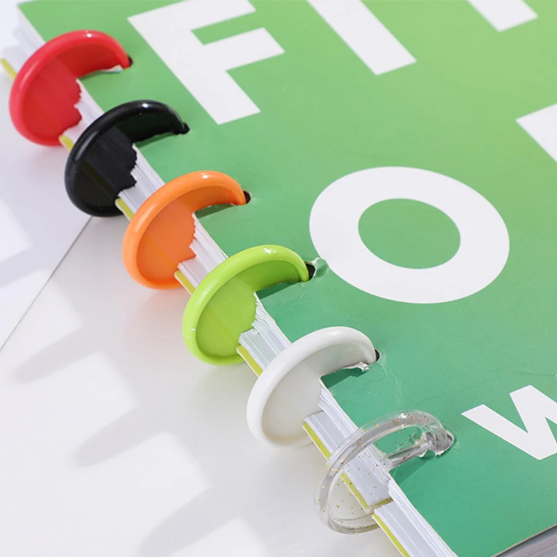 30Pcs 35MM Mushroom Hole Button Notebook Binding Disc Button Loose-leaf 360 Degree Foldable Plastic Disc Office School