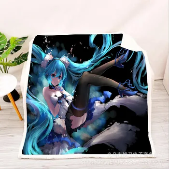 

Hatsune Miku characters pattern funny Anime Blanket 3D full printed Wearable Blanket Adults/kids Fleece Blanket drop shippng
