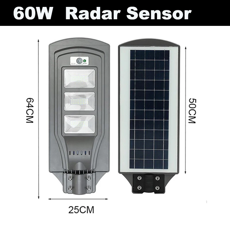60W Radar Sensor BEYLSION 20 Вт 40 Вт 60 Вт Светодиодный уличный фонарь на солнечной батарее, лампа на солнечной батарее, уличный светильник, солнечный садовый светильник, уличный светодиодный светильник на солнечной батарее, PIR датчик - Испускаемый цвет: 60W Radar Sensor