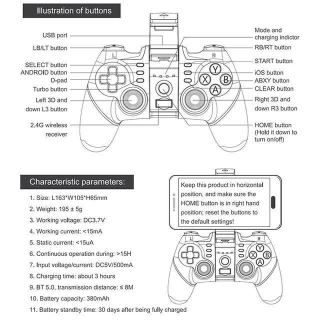 Ipega PG-9156 Bluetooth Gamepad 2.4G WIFI Game Pad Controller Mobile Trigger Joystick For Android Cell Smart Phone TV Box PC PS3 6