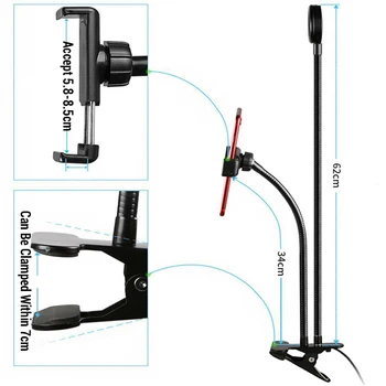 

Universal Selfie Led Ring Light With Long Arm Mobile Phone Holder Desk Clip Usb Ring Lamp For Youtube Tiktok Live Stream Office