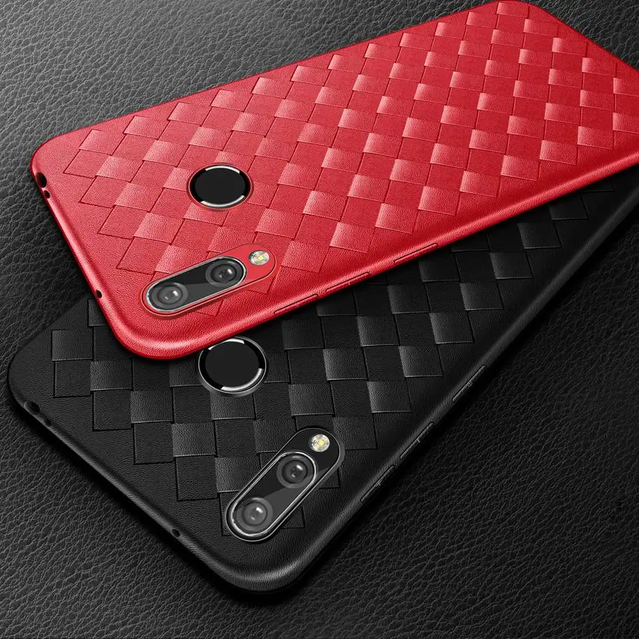 

Weaving Pattern Case For Huawei Honor 8C Case 6.26" Soft Silicone Grid Phone Cover For Huawei Honor 8C 8 C Honor8C BKK-L21 Cases