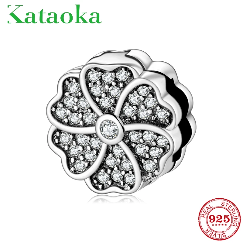 

Authentic 925 Sterling Silver sparkling Mystic Floral Flower charms Clip beads for jewelry making fit reflexions charm Bracelet