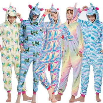 

Kigurumi Adult Unicorn Pajama Cartoon panda Onesie Women Men Pyjama Boys Girls Couple Winter Suit Sleepwear Flannel Pijama