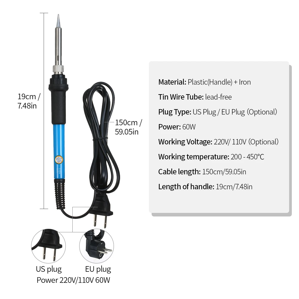 

Hot 60W Electric Soldering Iron Kit Adjustable Temperature Welding Digital Multimeter Handmade Tool Set Soldering Kit