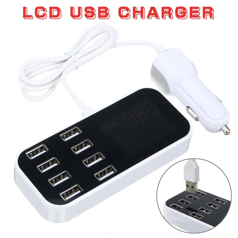 

8-Ports Fast Charging Desktop USB Charger Station Hub LCD Display for Phones Expander Computer Accessories For Laptop PC