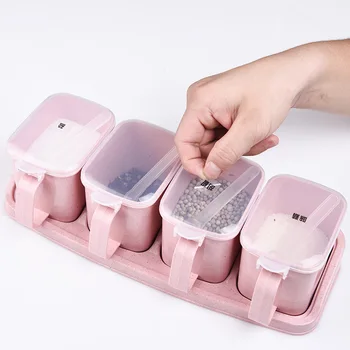 

Wheat Straw Condiment Dispenser Creative Household Seasoning Containers Kitchen Supplies Small Tool Set