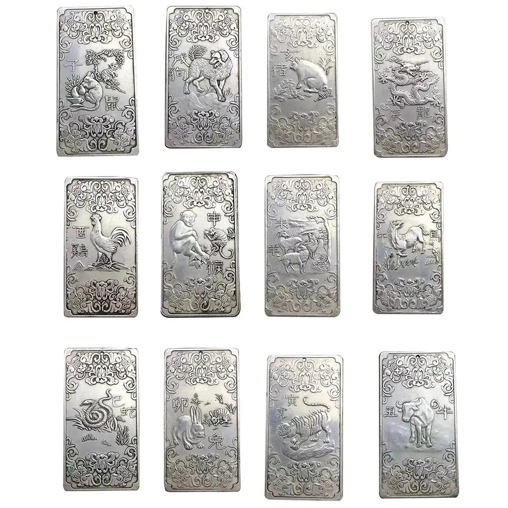 Винтажный Китайский Знак зодиака, талисман, животное, металлическая этикетка, бирка, украшение, украшение