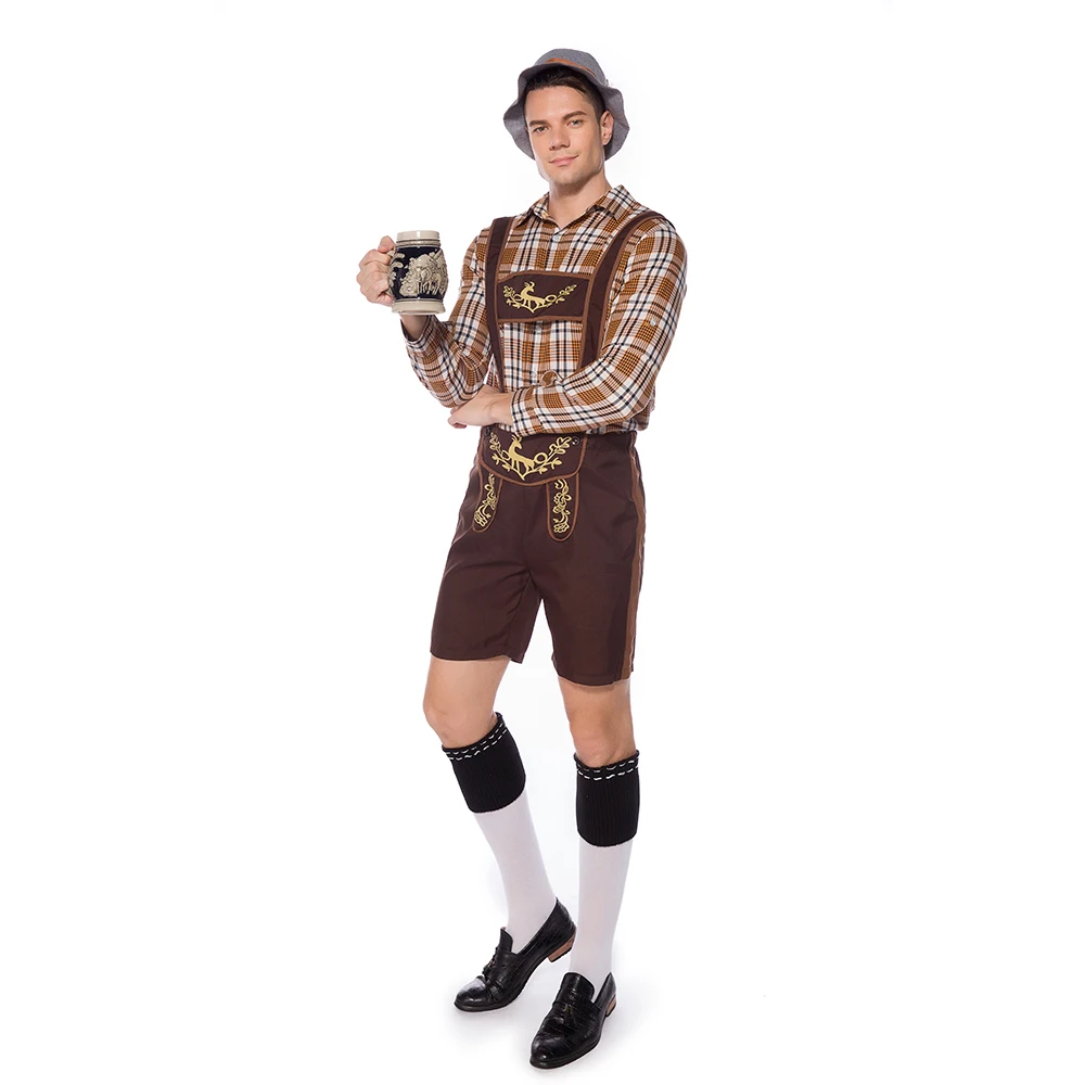 Adult German Traditional Oktoberfest Costume Beer Men Cosplay Carnival Bavarian Maid Man Costume