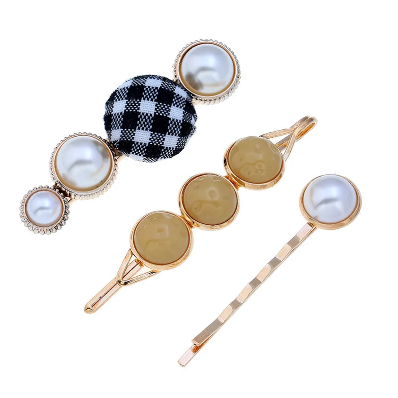 

South Korea INS GIRL'S Barrettes Set Side Clip French Vintage Pearl Bang Long Clip Subnet Red Hair Clip Headdress