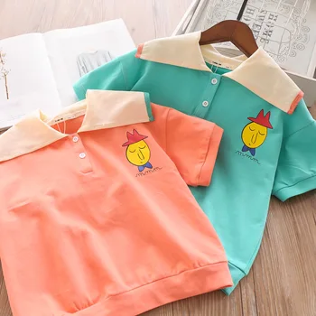 

2020 Spring and Summer Large Lapel 2 Button Baby Girl's T-shirt Wholesale