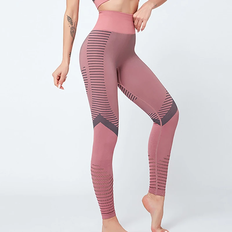 Pink SALSPOR, женские бесшовные леггинсы для фитнеса, бодибилдинг, пуш-ап, для тренировок, женские леггинсы с высокой талией, быстросохнущие леггинсы - Цвет: Pink