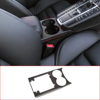 

For Porsche MACAN 2014-20 Car styling100%Real Carbon Fiber Center console Teacup storage panel Stickers Interior Car Accessories