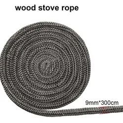 9mm*300cm Fiberglass Rope Seal Black Stove/Fire Rope Wood Burning Stove Log Burner Door Seal Fireplace Parts Accessories