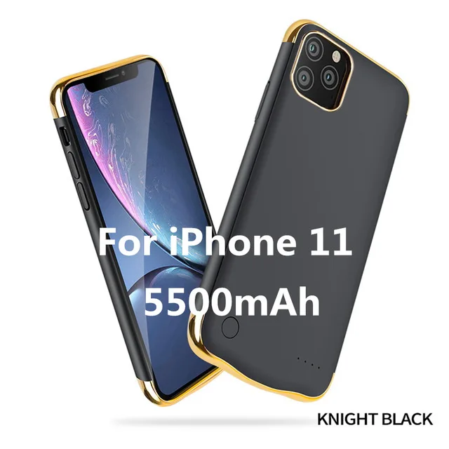 6000 мАч ультра тонкий противоударный внешний аккумулятор чехол для iPhone 11 Pro Чехол для аккумулятора чехол s для iPhone 11 Pro Max чехол для зарядного устройства - Цвет: Black for iPhone 11