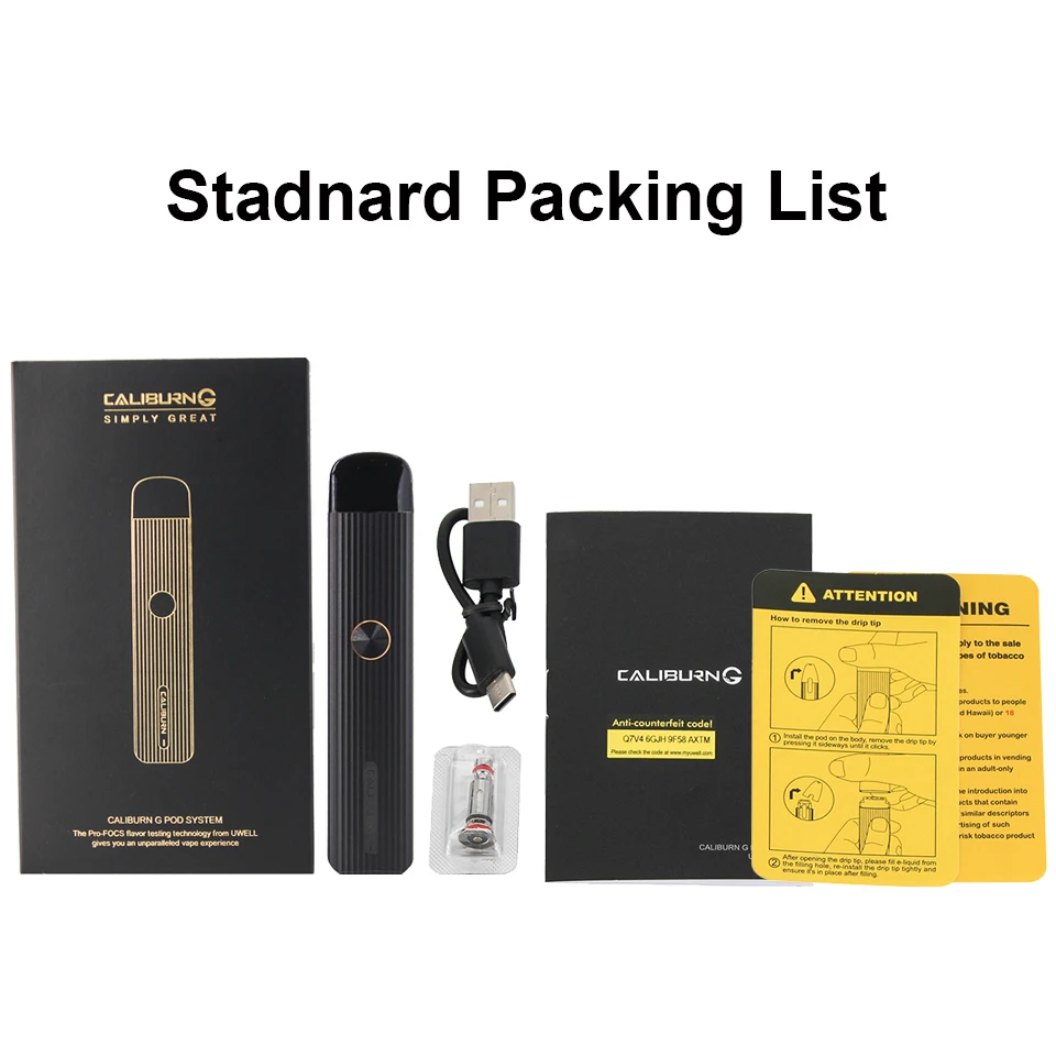 Оригинальный комплект Uwell Caliburn G Pod аккумулятор 690 мАч вейп ручка 2 мл картридж