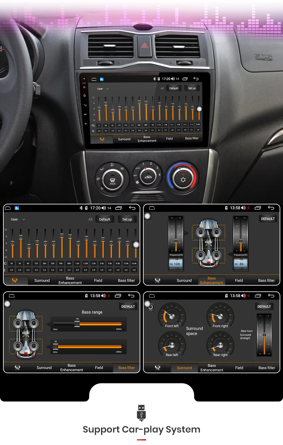 AWESAFE 4+ 64G Android 9,0 CarPlay DSP для LADA BA3 Granta Cross- автомобильный Радио Мультимедиа Видео плеер gps 2 din DVD