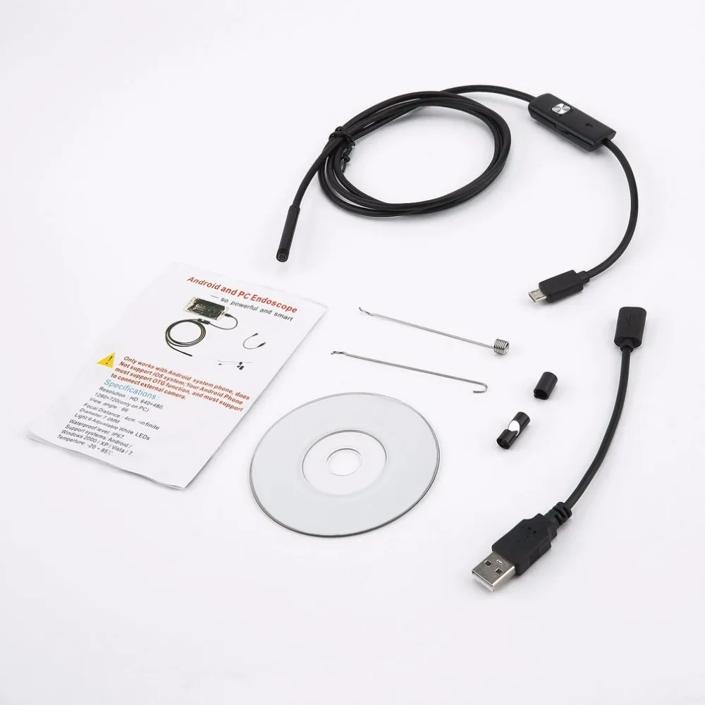 

720P 5.5mm Lens1M Cable Endoscope USB Cable Waterproof Endoscope for Android &PC Camera Lens Mini Inspection Borescope