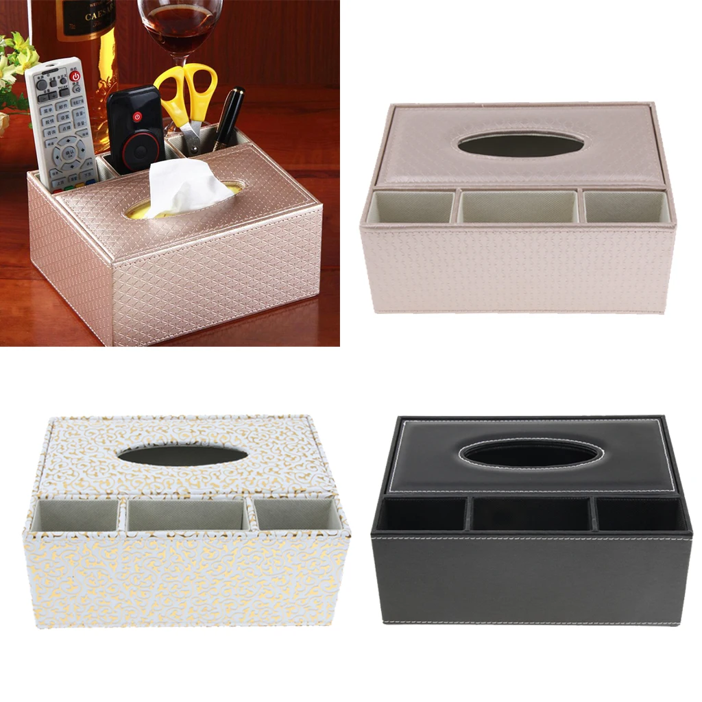 PU Leather Tissue Box Paper Home Car Phone Holder Dispenser Organizer for Home Living Room R=Tabletop Decor Car Office Use