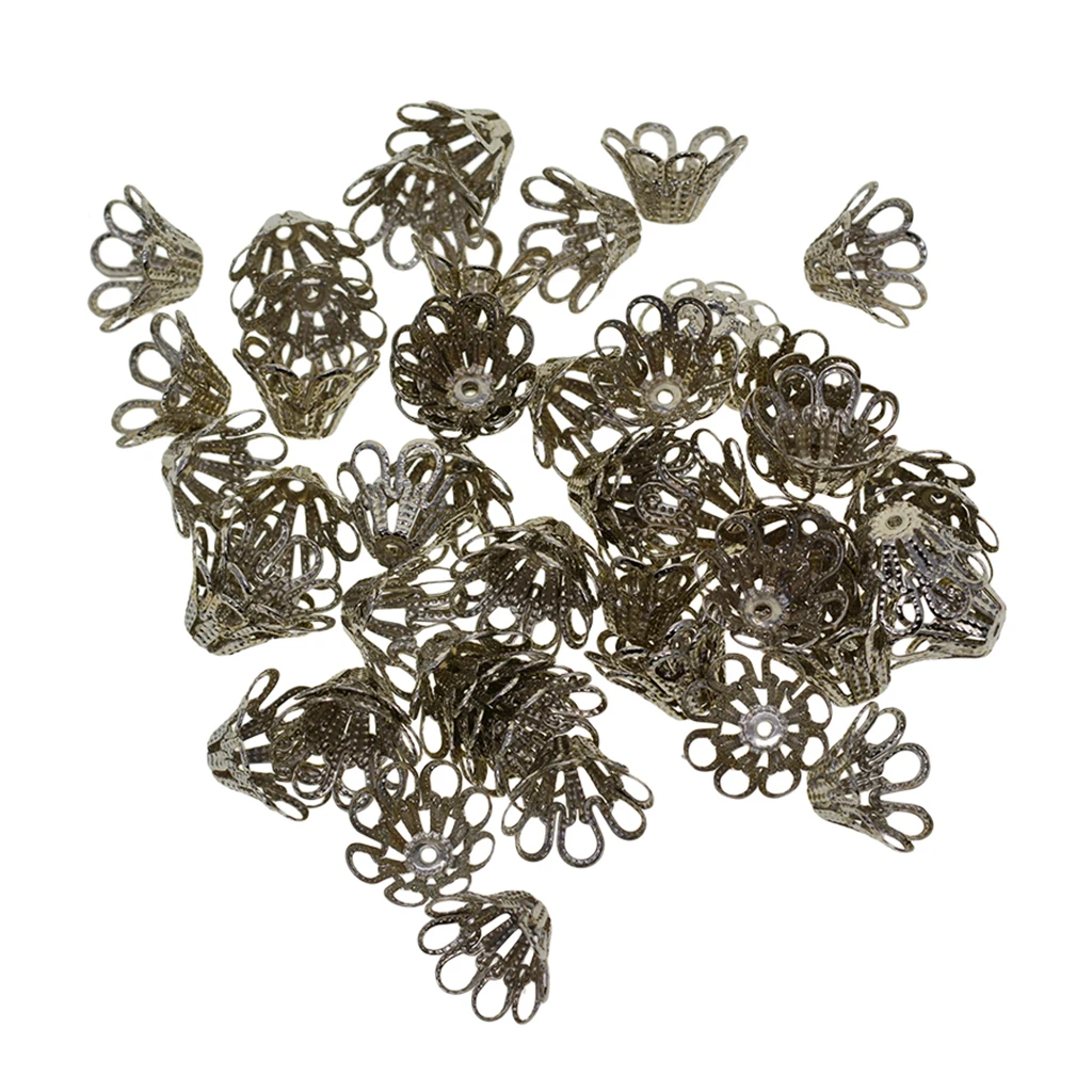 100Pcs Filigree Flower Bead Caps Jewelry Findings Accessories for ...