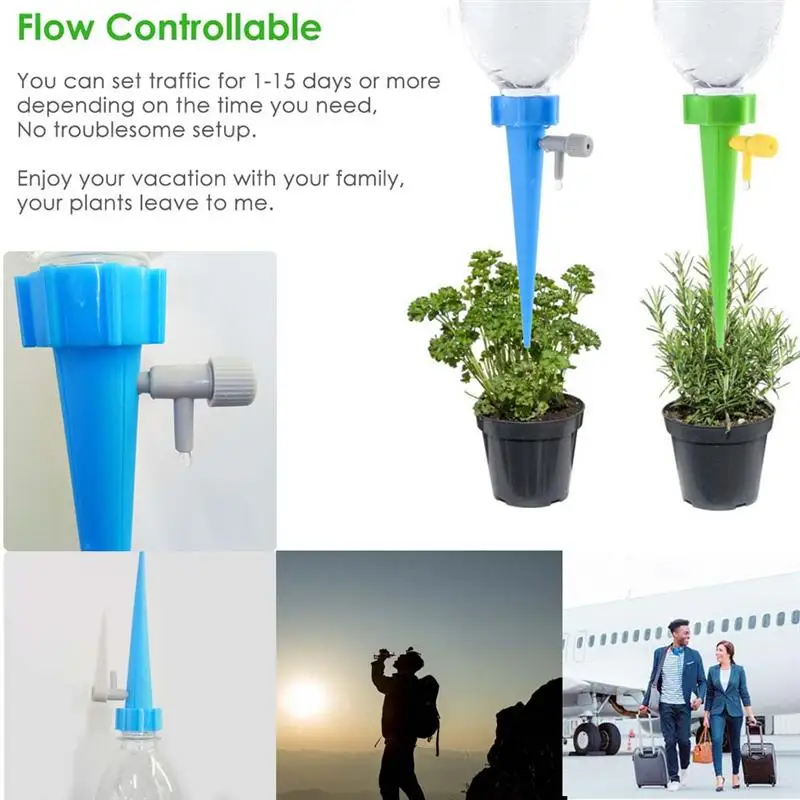 1/6/12PCS Auto Drip Irrigation Watering System Dripper Spike Kits Garden Automatic Plant Flower Waterer Self-Watering Tools