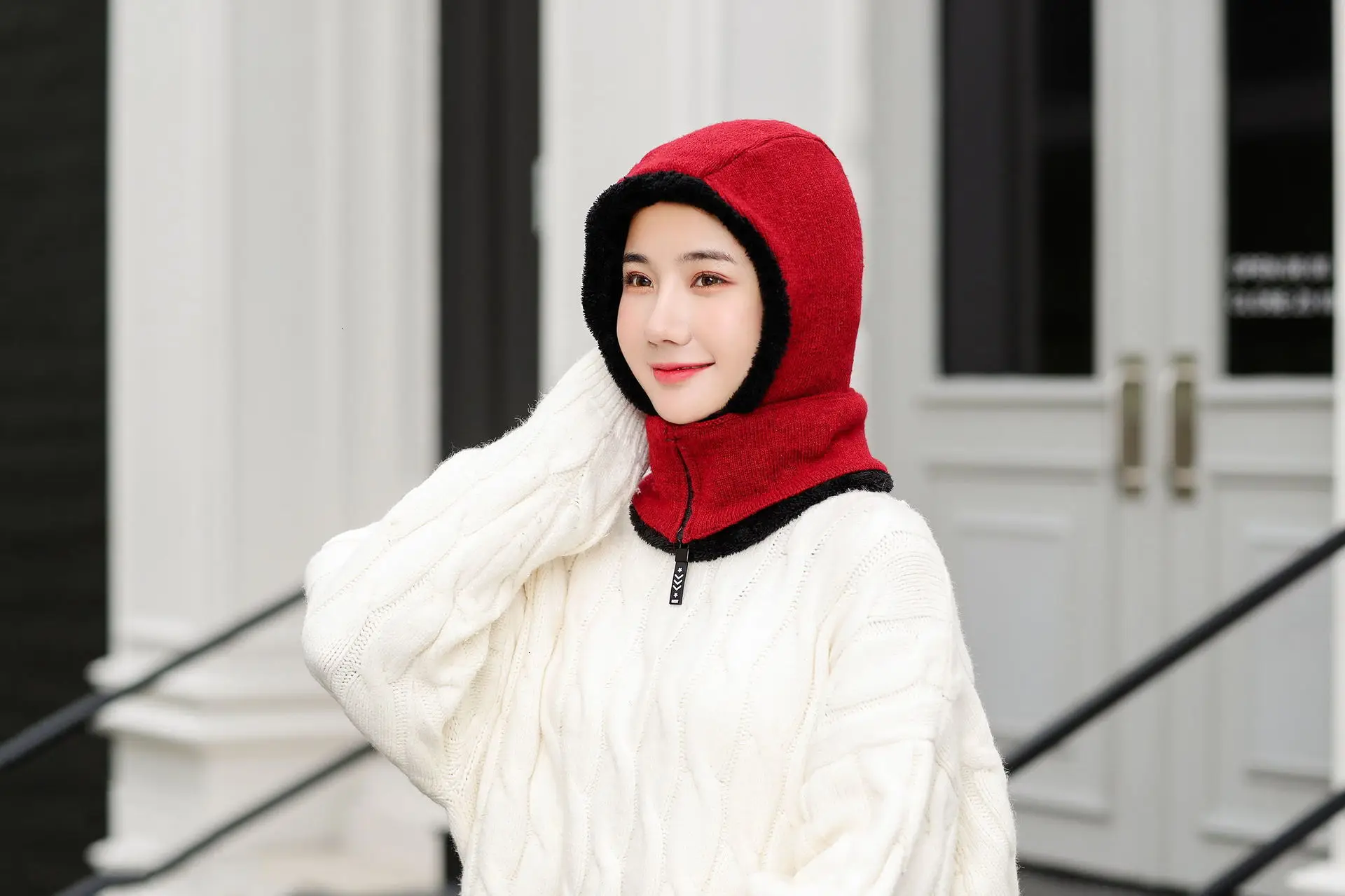 Skullies Beanies, женская вязаная шапка, шарф, женские зимние шапки для женщин, шапка, одноцветная Балаклава, маска, Feminino Beanie, шапка