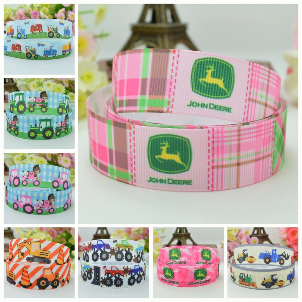 7/8 &quot22 мм 2 5 10 50 ярдов FarmerTruck печатные grosgrain ленты для волос бант DIY ручной работы в