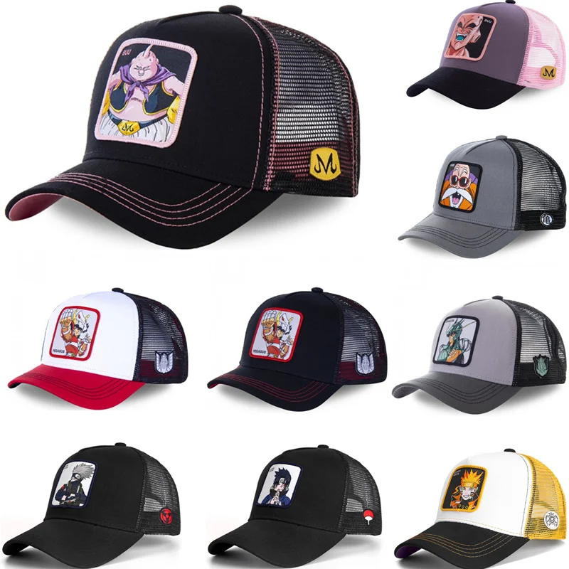 De alta calidad de la bola del dragón del Saint Seiya NARUTO Anime gorra de béisbol de las mujeres de los hombres de Hip Hop papá camionero de la malla sombrero Dropshipping. Exclusivo.