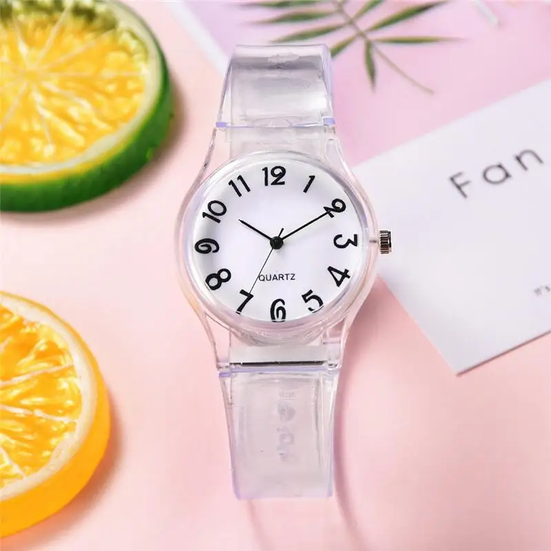 daily wrist watch fine workmanship children watch luminous anti scratch girl students wrist watch alarm clock Simple Numbers Transparent Children Watch Casual Transparent Kids Watch Jelly Girls Watch Boys Wrist Watches Clock Relogio