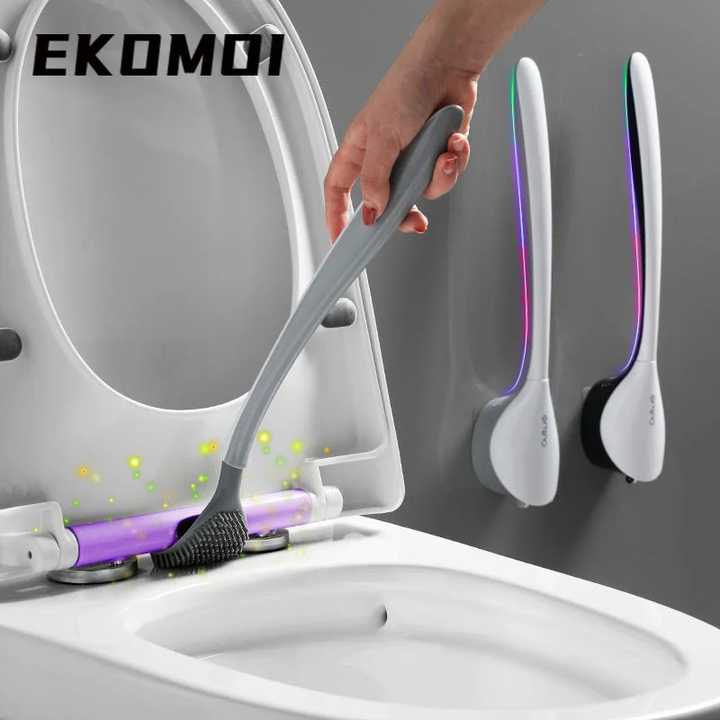 Venta EKOMOI-Soporte de escobilla de inodoro de silicona, multifunción, montaje en pared, herramientas de limpieza de suelo, juego de accesorios de baño Erb1em33Jo0