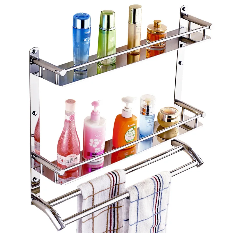 

304 Stainless Steel Toilet Bathroom Rack Toilet 3-Layer Storage Rack 2-Story Bathroom Wall Hangers Storage Supplies