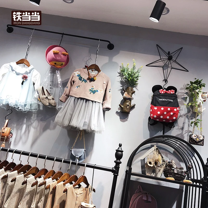 

2019 Multifunctional Hanging On The Wall Of Clothing Hanger Display Rack In Children's Clothing Store Hot Sales