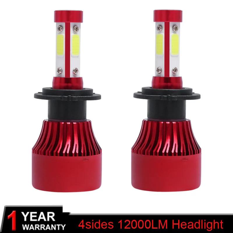 

Muxall New 4 Side Lumens COB 72W 12000lm H4 Hi lo H7 H11 9005 9006 Car LED Headlight Bulbs Auto Led Headlamp LED Light 12v 24v