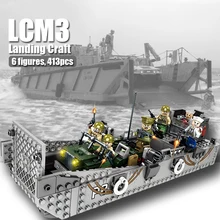 413 個軍事 landingcraft レンガセットフィット lepinblocks WW2 着陸造船ブロック陸軍 soilders プレイモービルのおもちゃ子供(China)