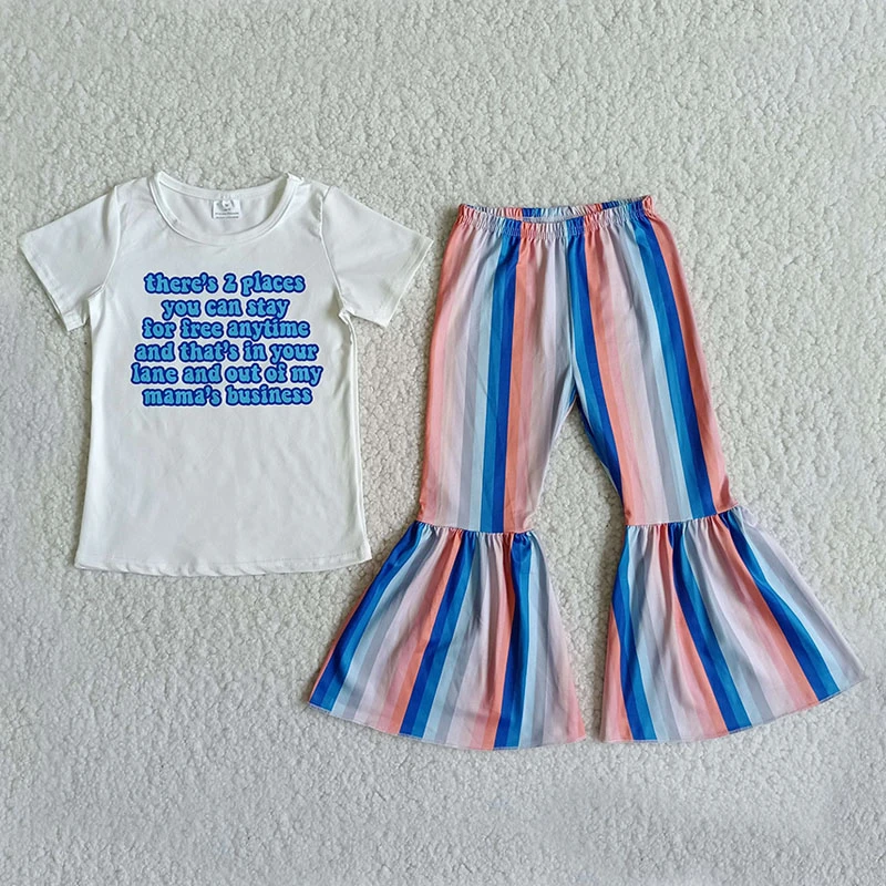 de ropa para niñas pequeñas, camisetas de manga corta pantalones de campana, ropa usada para niños|set de ropa| AliExpress