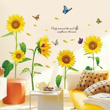 

Interior Design Bedroom Butterfly Sunflower Self Adhesive DIY Wall Sticker Living Room Removable Home Decor Nursery
