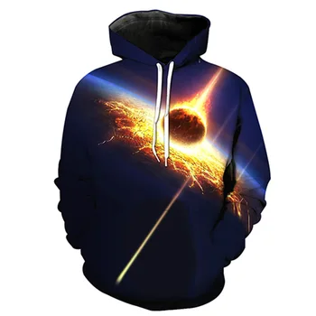 

Printed Earth Pocket Sleeve with Hat Men's Garments Printing Blouse hoodies