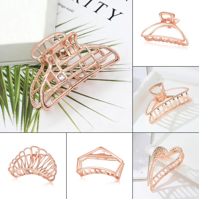 Rose Gold Color Hair Claws for Women Ladies Hair Barrette Hairpin Crab