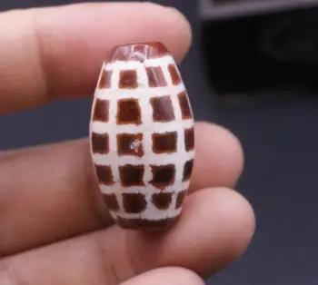 

Unique Magic Power Tibetan Old Red Agate Square Eye dZi Bead Amulet Pendant 35MM