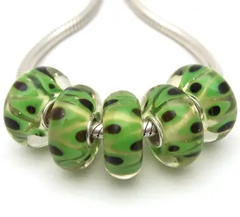 

JGWG1801 5X 100% Authenticity S925 Sterling Silver Beads Murano Glass beads Fit European Charms Bracelet diy jewelry Lampwork