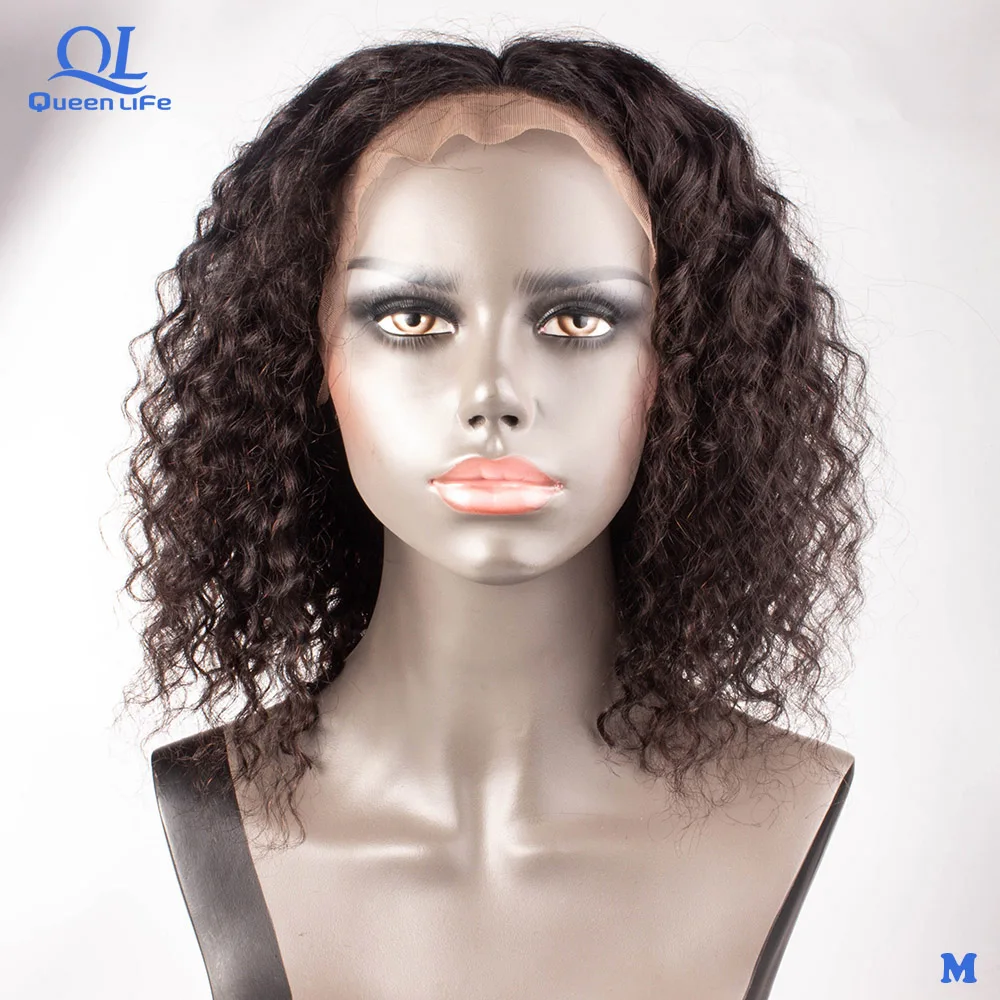 

Queenlfe Deep Wave Lace Front Human Hair Wig 13x4 lace 150% Density Brazilian Remy Hair Short Bob Wigs With for black woman