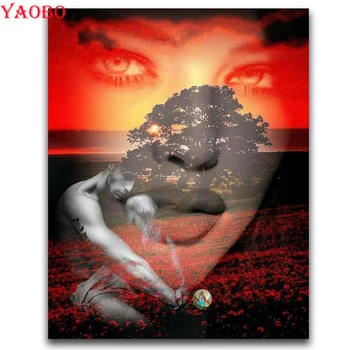 

Yao Bo Diamond Painting 5D Abstract couple sunset landscape Diamond Embroidery Picture Of Rhinestones Decor Handmade Needlework