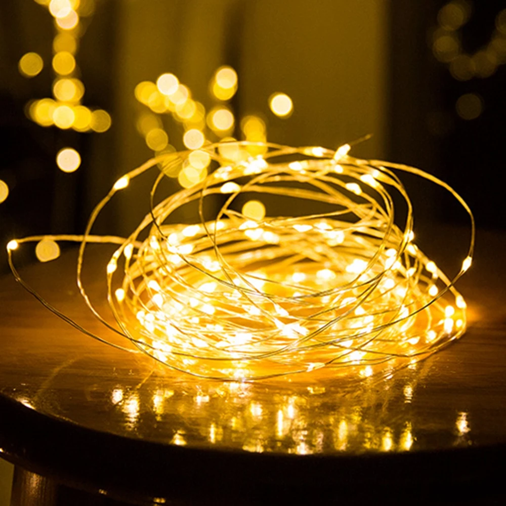

Led String Lights Silver Wire Fairy Warm White Garland Home Christmas Wedding Party Decoration Powered By Battery Usb 10M