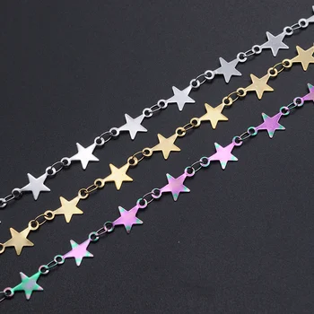 

1 Meter 7mm Width Stainless Steel Star Soldered Handmade Chains Wholesale Drop Shipping Top Quality