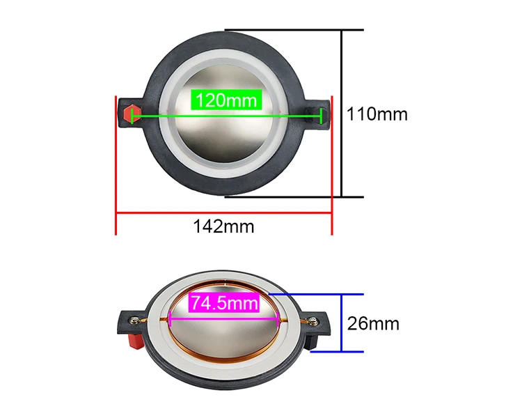 2PCS Treble Speaker Diaphragm for B&C MMD75 DE750-8 Horn Driver Speaker Voice Coil Repair Part 8 Ohm 74.46mm 74.5MM