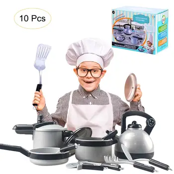 

10 Pcs Children Mini Kitchen Toy Cookware Pot Pan Kids Pretend Cook Play Toy Simulation Kitchen Utensils Toys Children Gift